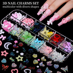 Fandamei 3D nail charms butterflies and bows for vibrant nail art