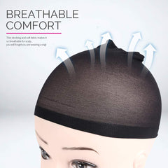 Diseño elástico Fandamei, gorro nylon negro para fijar la peluca.