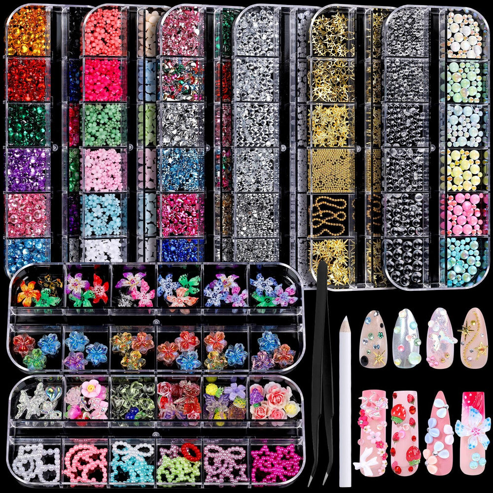 FANDAMEI encantos para uñas flores hawaianas 3D para un acabado elegante