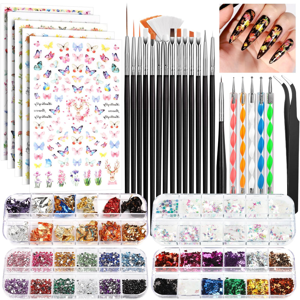 FANDAMEI kit de arte de uñas con pinceles para decoraciones detalladas.