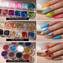 Glitter mariposa Fandamei para uñas, efecto holográfico y decorativo.