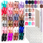 Fandamei press‑on nails in short square matte and glossy finishes for quick at‑home manicures.
