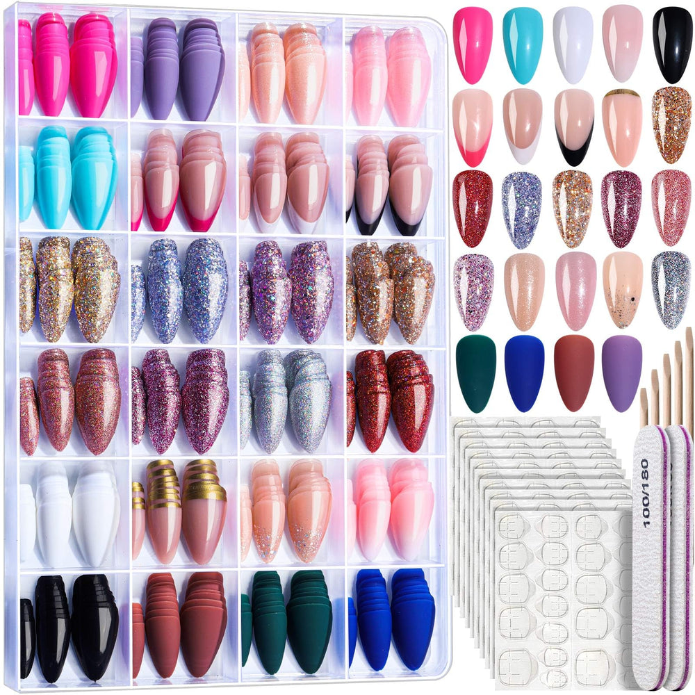 Fandamei almond short press-on nails in package for quick home nail art look