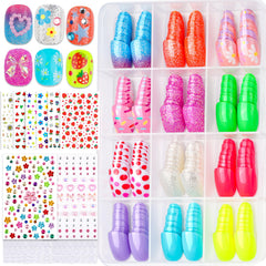 Uñas FANDAMEI para niñas con estilo ombre glitter, opción llamativa para fiestas.