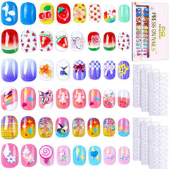 Fandamei uñas postizas para niñas, 6 estilos brillantes para juego y fiesta.