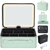 Faquenc estuche maquillaje con luz LED y espejo para retoques fáciles