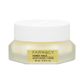 Farmacy Honey Halo bottle closeup showing ceramide moisturizer for deep hydration.