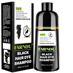 Farndu Shampoing Colorant Cheveux Noirs – Bouteille pour couverture rapide.