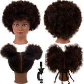 FASHION COLOR CARE: cabeza de maniquí afro con cabello humano para prácticas de peinado
