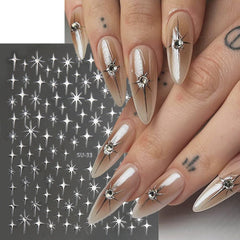 FBABFBUO diseños uñas estrellas dorado brillo para estilo retro