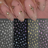 FBABFBUO estrellas uñas 3D doradas para acabado deslumbrante en manicuras