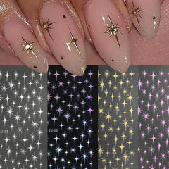 FBABFBUO estrellas uñas 3D doradas para acabado deslumbrante en manicuras