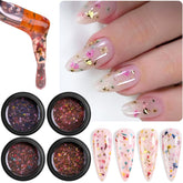 Fcozpjk: gel con flores secas para uñas en cuatro colores.