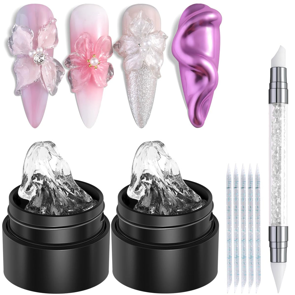 Gel transparente de Fcozpjk para esculturas 3D en uñas, crea volumen sin pegarse.