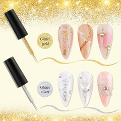 Fcozpjk gel liner oro brillante para arte de uñas duradero y vistoso