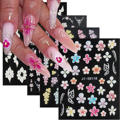 Pegatinas Fcozpjk: flores 4 hojas para uñas, decoración rápida y duradera.
