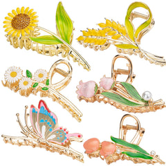 FDBJulyy pinza floral de metal tulip frontal, agarre firme para cabello largo.