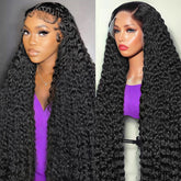 Pelo humano de FDSAFEF con onda profunda y encaje frontal 13x6 para un aspecto natural.