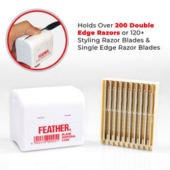 Feather caja-despacho-hojas-feather facilita desechar hojas con higiene.