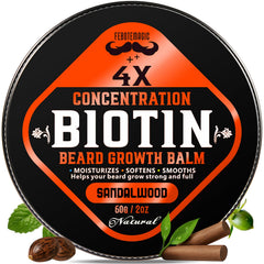 FEBOTE Biotina para barba en envase compacto, ideal para uso diario.