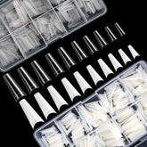 FEBSNOW uñas acrílicas en forma ballerina con cajas transparentes por tallas para organización