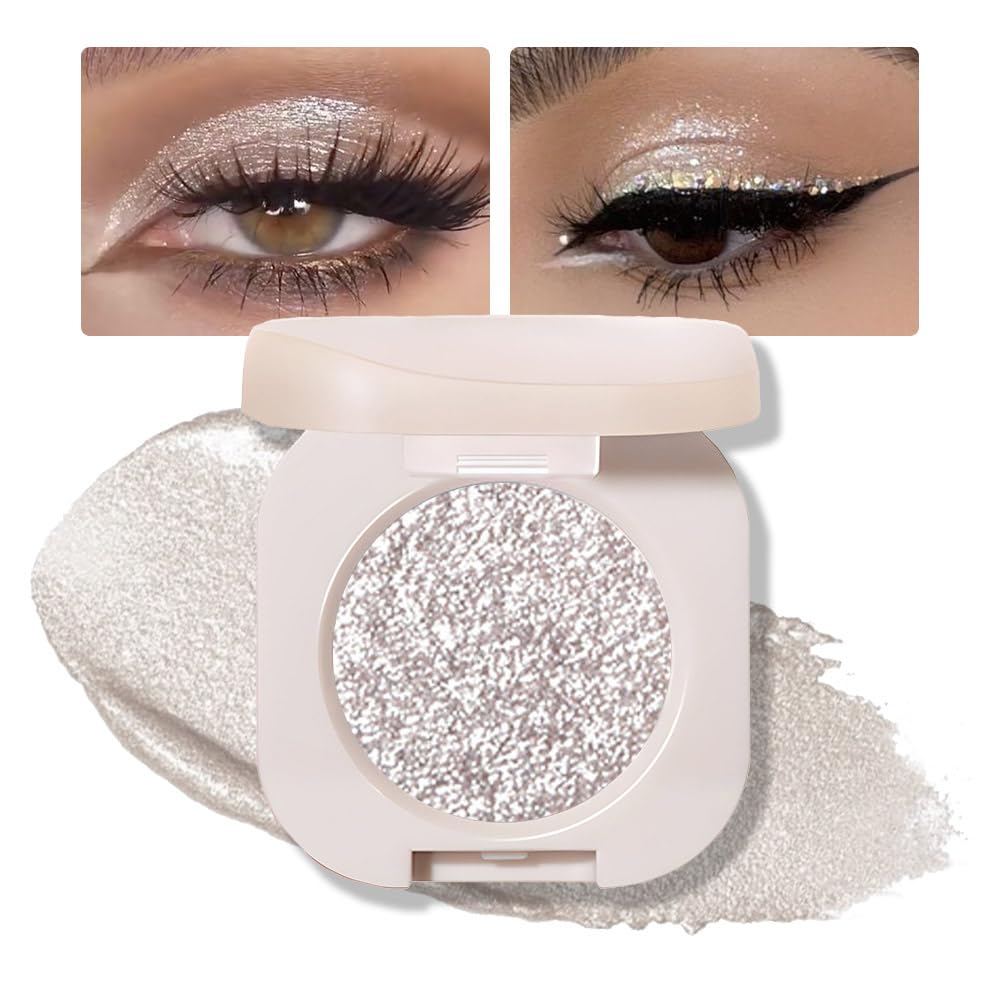 FeiCuiYun Paleta sombras brillos plata: acabado duradero para fiestas