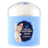 Felce Azzurra talco clásico, envase bolsa, aroma suave para la piel.
