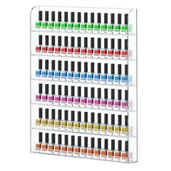 Estante FEMELI para esmaltes en pared con 6 filas y acrílico claro