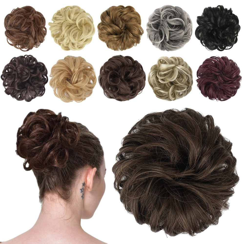 FESHFEN moño despeinado cabello natural con volumen para peinado diario rápido.