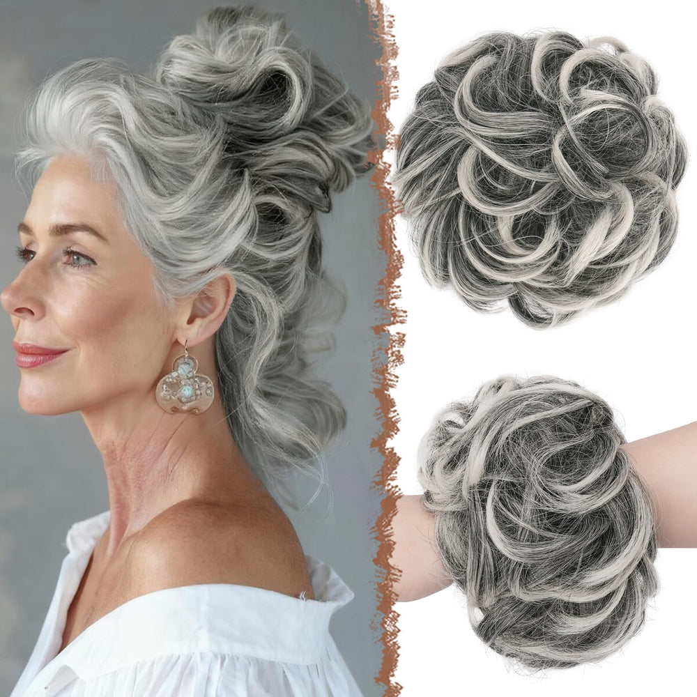 FESHFEN moño desordenado grande con textura natural y volumen