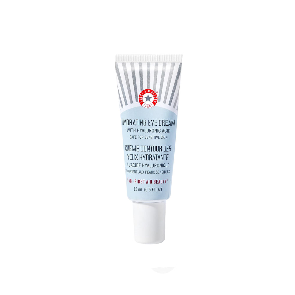 First Aid Beauty crème hydratante contour des yeux, bouteille visible et hydratation durable.