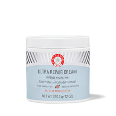 First Aid Beauty Ultra Repair Cream en bote, alivio inmediato para piel seca.