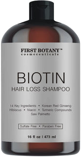 First Botany Cosmeceuticals: botella de champú con bloqueo DHT para crecimiento capilar