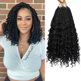FIRSTCYH HAIR Goddess box braids 14 inch display, natural-looking, effortless wear.