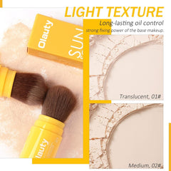 Firstfly polvo mineral SPF 35 sobre rostro, acabado mate natural.
