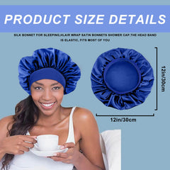 FIRSTPELLA Bonete de seda para dormir en azul zafiro, reduce frizz de forma suave.