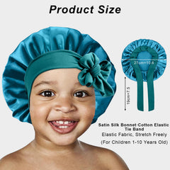 Gorro FIRSTPELLA de satén negro, suave y transpirable, protege el peinado nocturno de los niños.