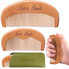 FIRSTPELLA peine de parto en madera con funda de cuero, alivio sensorial durante el trabajo de parto.