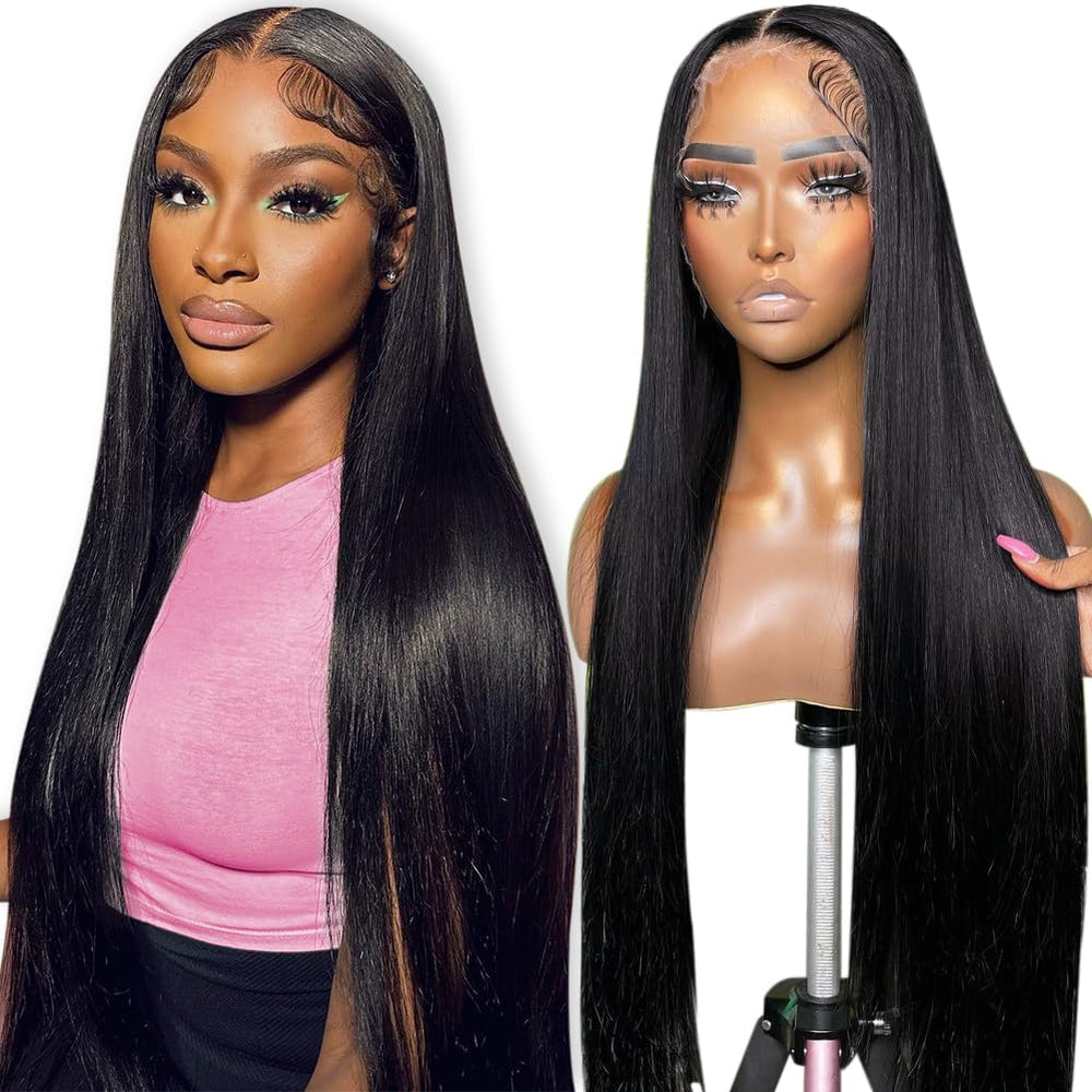 Peluca Flady frontal con encaje HD liso 28in, apariencia natural