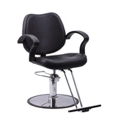 FlagBeauty silla de peluquería negra con base giratoria para mayor movilidad durante el servicio.