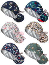 Gorro satinado Floraltop con interior suave, protege el cabello durante turnos largos.