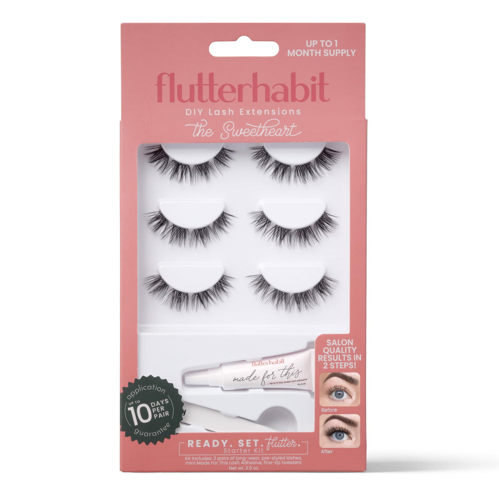 FlutterHabit Sweetheart set cilios de fibra sintética para un aspecto natural todo el día
