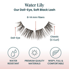 FlutterHabit Water Lily Lash Clusters: empaque y conjuntos listos para uso en casa.