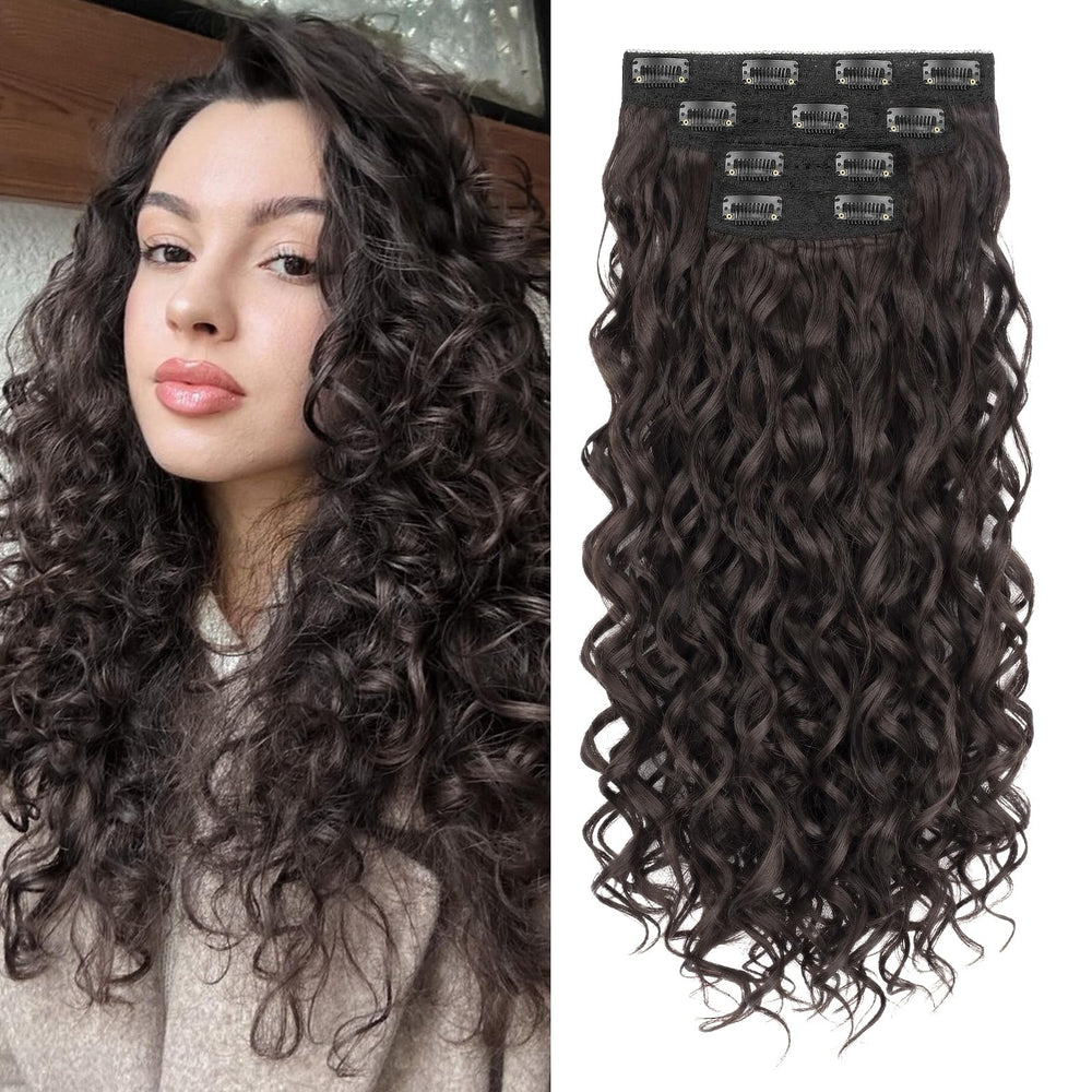 Flvaco Curly, vista general de las extensiones con broches para volumen inmediato.