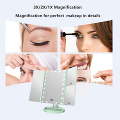 Flymiro espejo trifold 2x para cejas y delineado con claridad