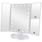 Flymiro espejo tri-fold con luz frontal para ver el maquillaje con claridad
