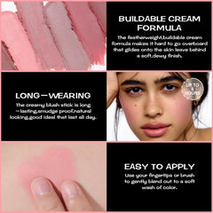 FOCALLURE rubor crema Rosa bebé, acabado mate y luminoso para transición suave