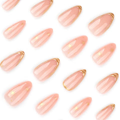 Foccna Almond Press-On Nails, acabado glossy para manicure duradero.