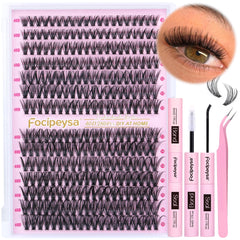 Focipeysa kit extensiones pestañas curvatura D para volumen natural en casa