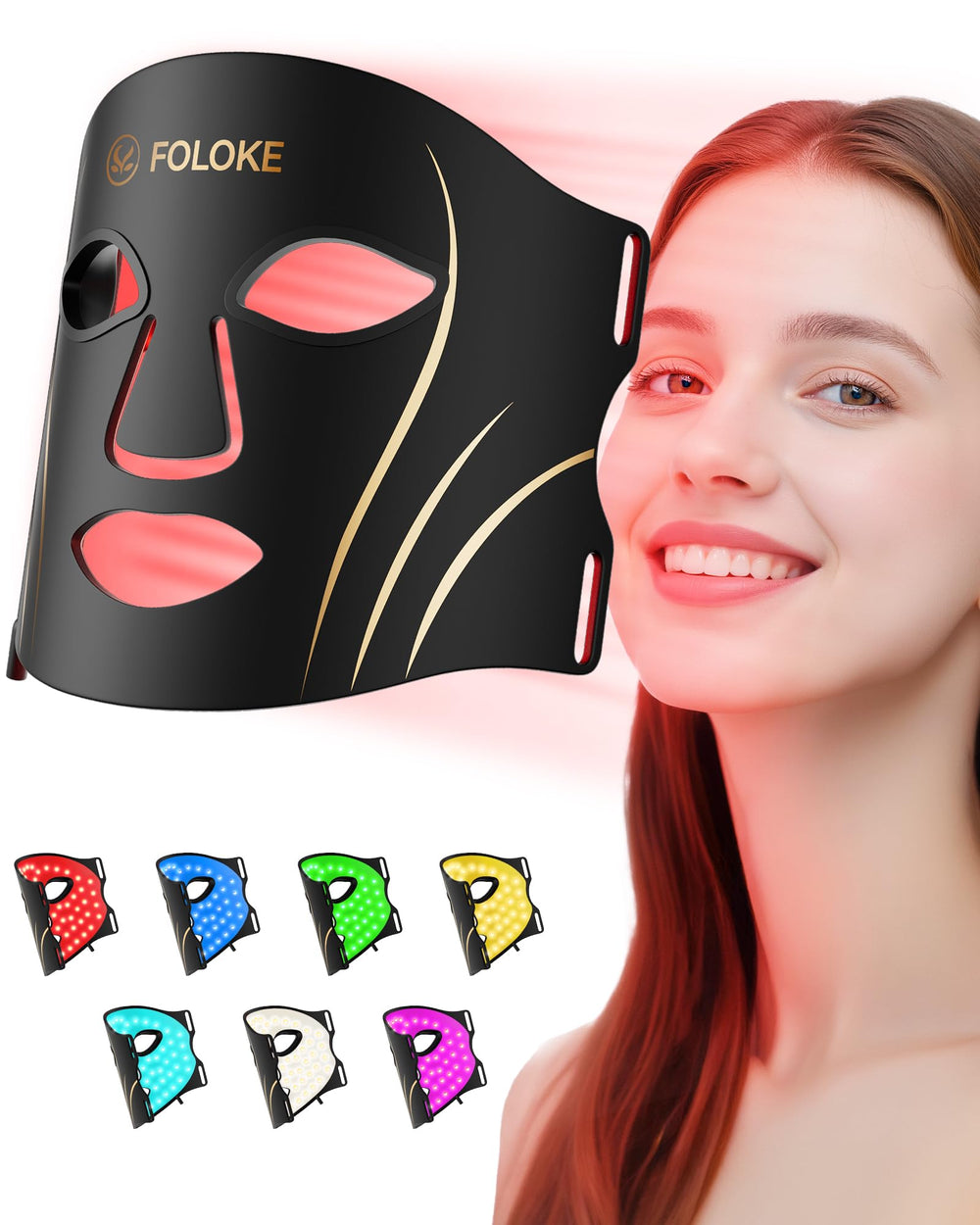 FOLOKE mascara LED roja 630nm para revitalizar la piel.
